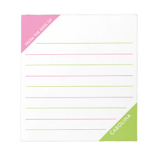 Corner Colorblock Pink Lime Green From the Desk of Notepad