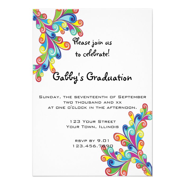 Corner Curls Graduation Party Invitation