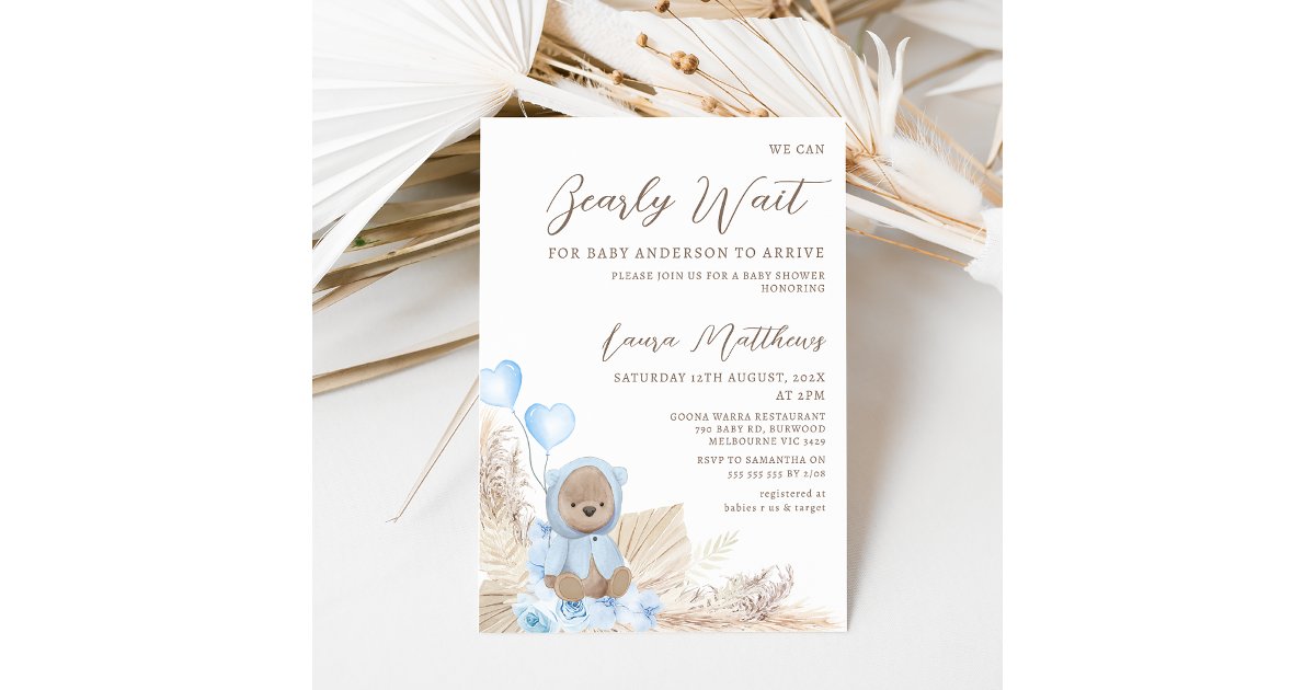 Corner Floral Boho We Can Bearly Wait Baby Shower Invitation | Zazzle