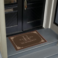 Corner Flourish Frame Custom Monogram Doormat