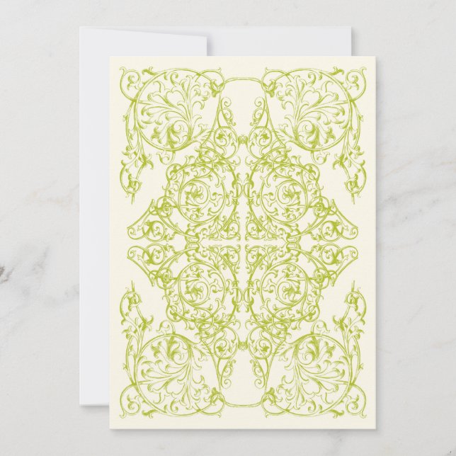 Corner Flourish Wedding Invitation (Chartreuse) (Front)