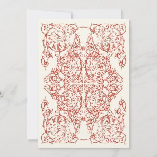 Corner Flourish Wedding Invitation Crimson Red