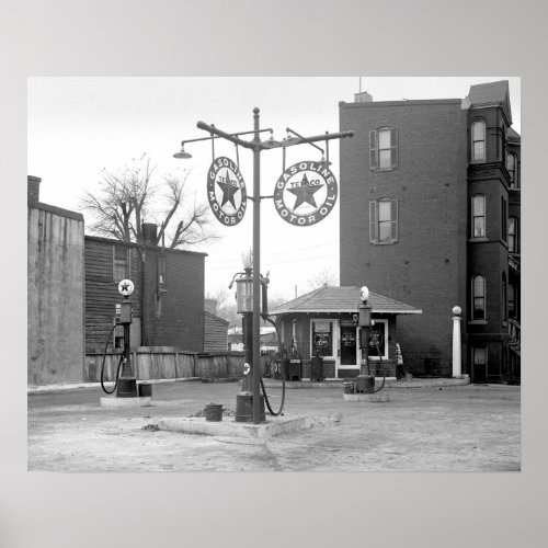 Corner Gas Station 1925 Vintage Photo Poster