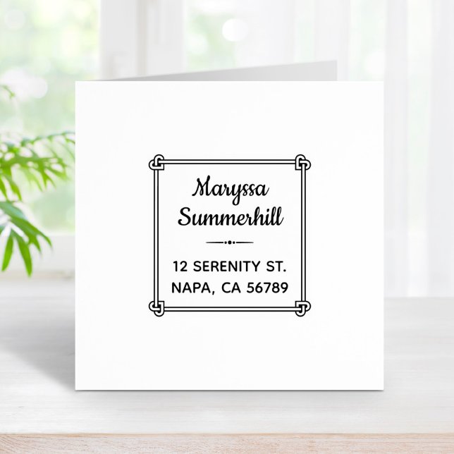 Corner Heart Shaped Knot Frame Address 1x1 Rubber Stamp (Creator Uploaded)