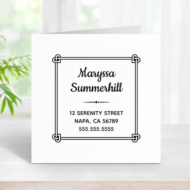 Corner Heart Shaped Knot Frame Address Rubber Stamp (Creator Uploaded)