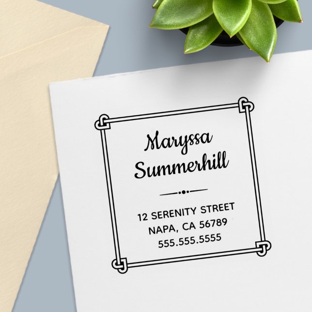 Corner Heart Shaped Knot Frame Address Self-inking Stamp (Creator Uploaded)