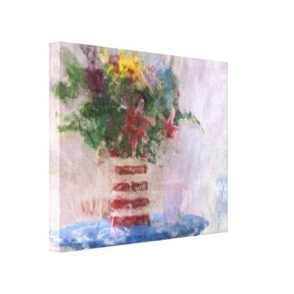 Corner Kitchen Table & Flower Arrangement Stretched Canvas Print