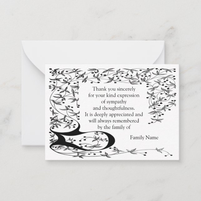 Corner Line Art frame After Funeral Card (Front)