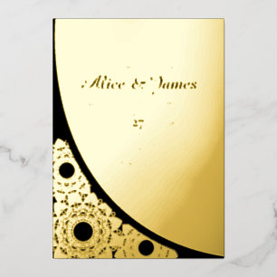 Corner Mandala Elegant Black Gold Foil Wedding Invitation