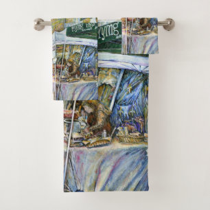 Corner of Flying Pig and Wine A Bit Bath Towel Set