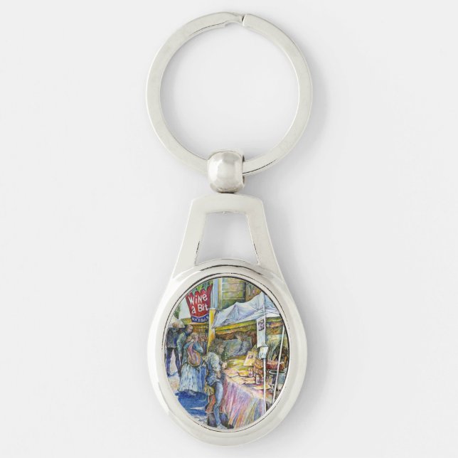 Corner of Flying Pig Farm and Wine a Bit. Keychain (Front)