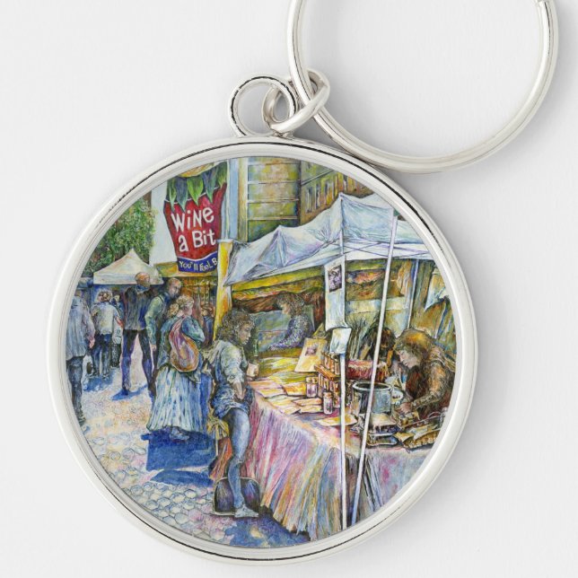 Corner of Flying Pig Farm and Wine a Bit. Keychain (Front)