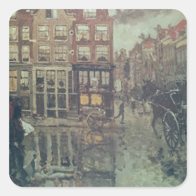 Corner of Leidsche Square, Amsterdam Square Sticker (Front)