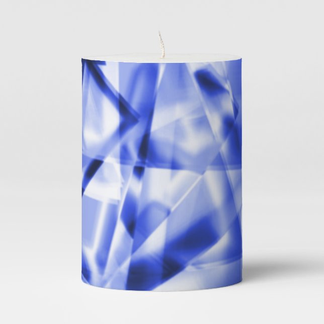 Corner of square pieces of acrylic, white to blue pillar candle (Front)