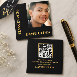 Corner Photo Foil Graduate QR Networking Card
