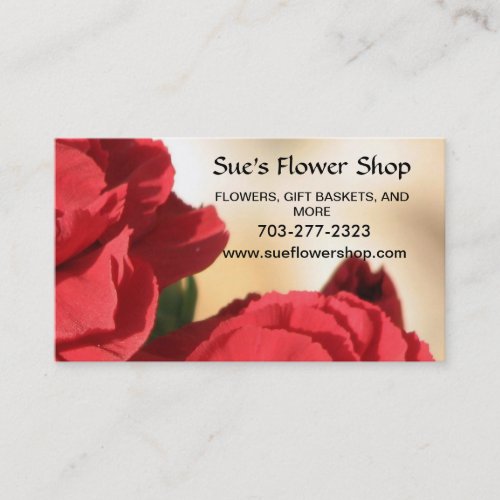Corner Red Foral Business Card