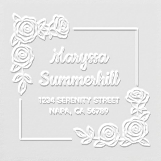 Corner Rose Flowers Bouquet Address Embosser (Design)