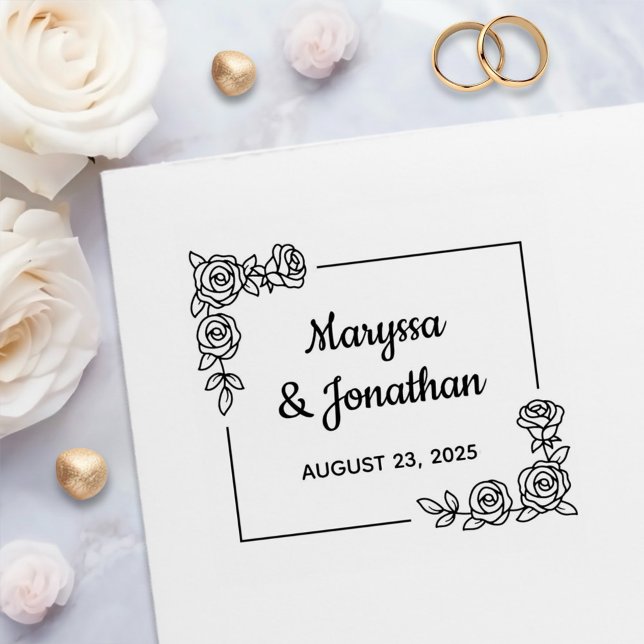 Corner Rose Flowers Bouquet Wedding Anniversary  Self-inking Stamp (Creator Uploaded)