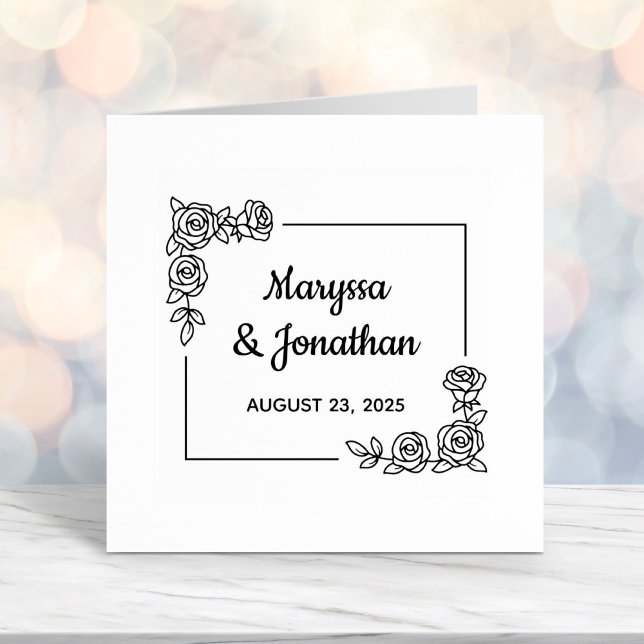 Corner Rose Flowers Bouquet Wedding Anniversary  Self-inking Stamp (Creator Uploaded)