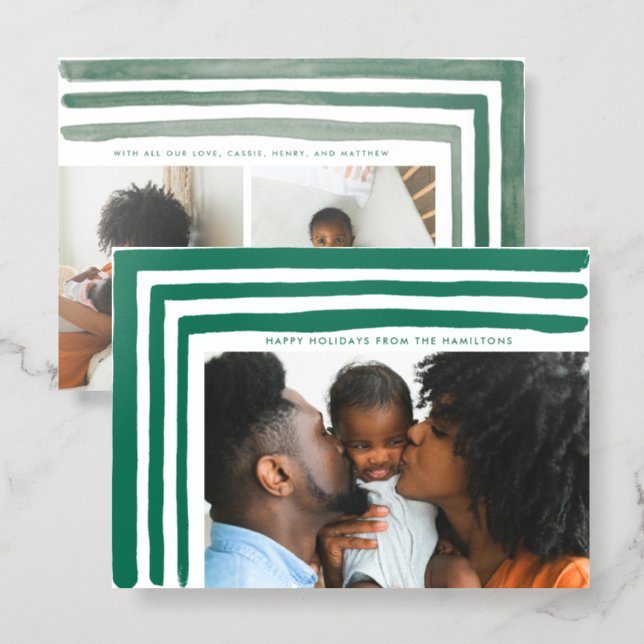 Corner Stripes Letterpress Photo Cards (Front/Back)