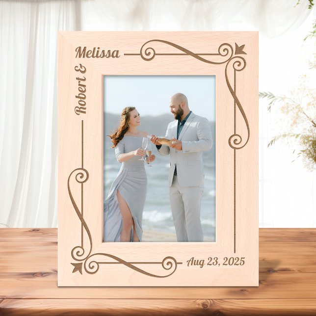 Corner Swirls Frame Couple Wedding Anniversary 5x7 Engraved Frames (Creator Uploaded)