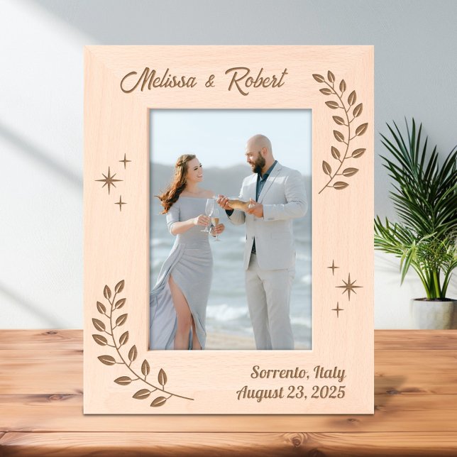 Corner Wreath Branch Couple Wedding 5x7 Engraved Frames (Creator Uploaded)