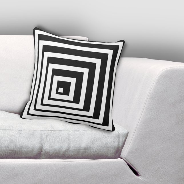 Cornered Black & White Light & Shadow Pattern Throw Pillow (Cornered Black & White Light & Shadow Pattern Throw Pillow)