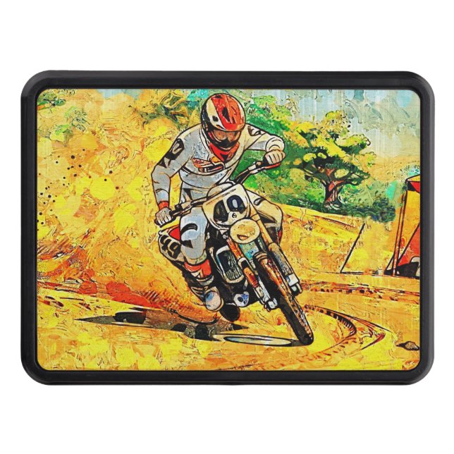 Cornering Hard - Motocross Racer Hitch Cover (Front)