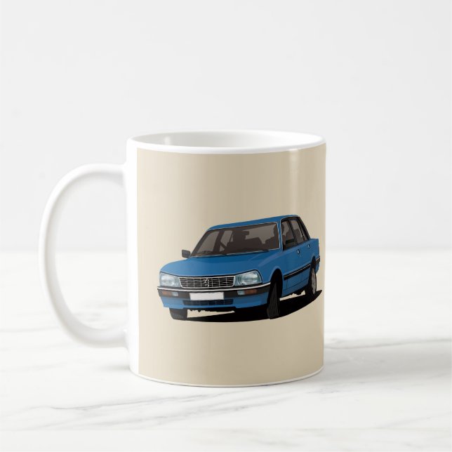 Cornering Peugeot 505 - blue - Coffee Mug (Left)