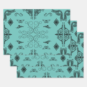 corners-flourish-scroll-frame wrapping paper sheets
