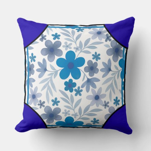 Cornerstone Blossom Indigo Throw Pillow