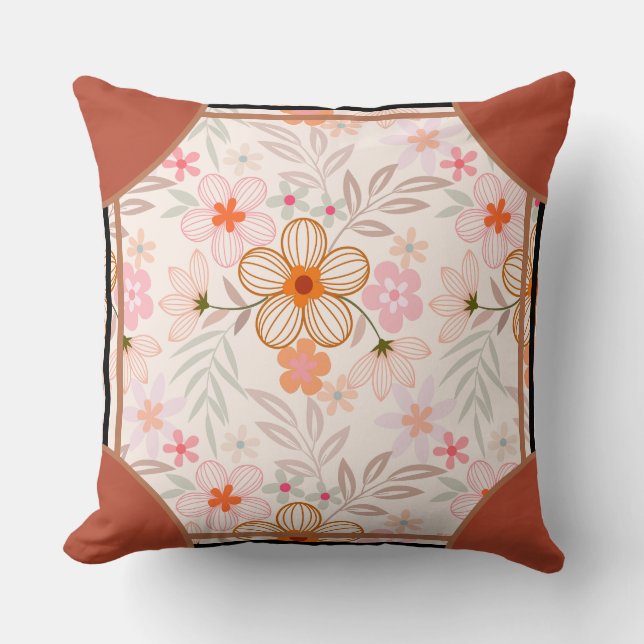 Cornerstone Blossom Orange Throw Pillow (Front)