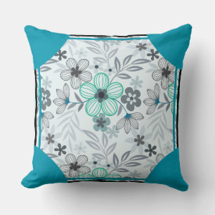 Cornerstone Blossom Turquoise Throw Pillow