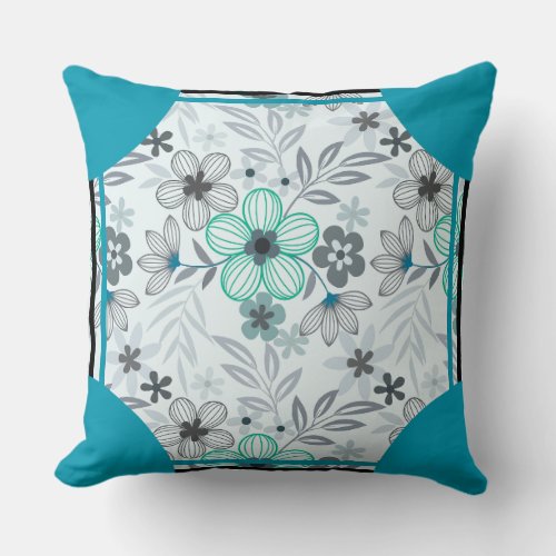 Cornerstone Blossom Turquoise Throw Pillow