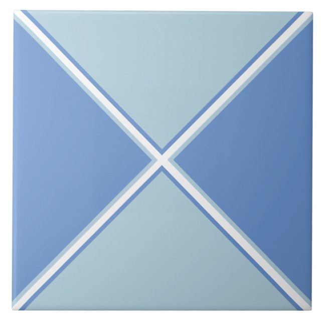Cornflour and light blue and white diamond cross ceramic tile (Front)