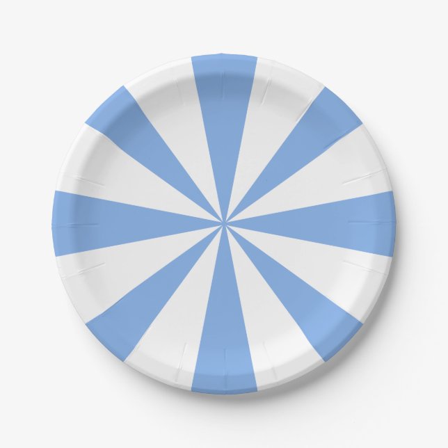 Cornflower Accent French Blue Geometric Party Paper Plates (Front)