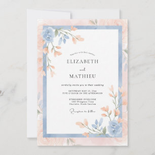 Cornflower Apricot Blossom Wedding Invitation