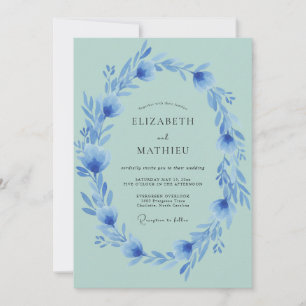 Cornflower Azure Wreath Wedding Invitation