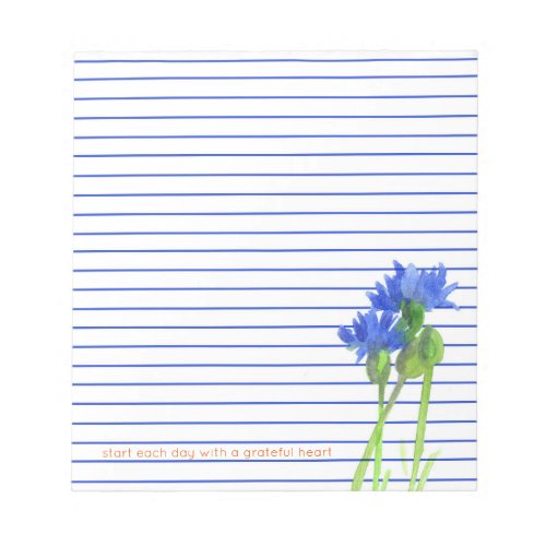 Cornflower Bachelor Buttons Flowers Blue Lined Notepad