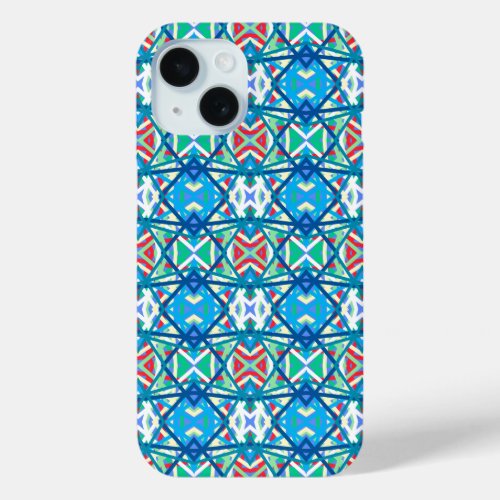 Cornflower Balanced Harmony Colors Abstract Lines iPhone 15 Case