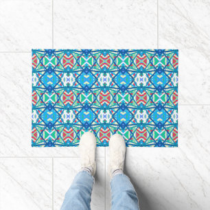 Cornflower Balanced Harmony Colors Abstract Lines Doormat