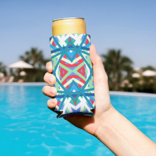 Cornflower Balanced Harmony Colors Abstract Lines Seltzer Can Cooler