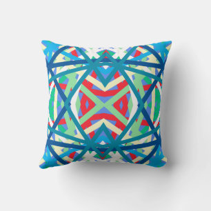 Cornflower Balanced Harmony Colors Abstract Lines Throw Pillow