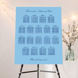 Cornflower Blue 18 Table Seating Chart Foam Board