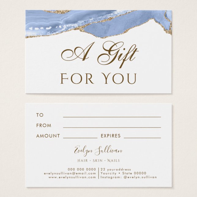 Cornflower Blue Agate Gift Card (Front & Back)
