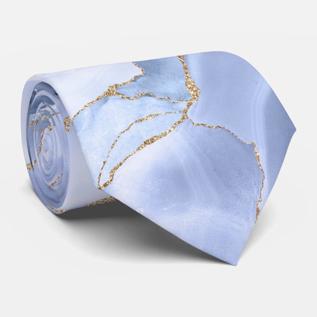 Cornflower blue agate neck tie (Rolled)
