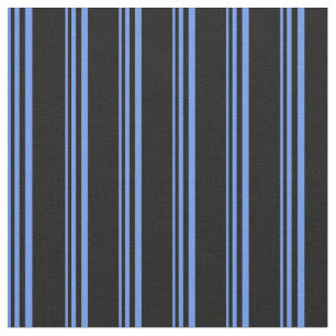 Cornflower Blue and Black Stripes/Lines Pattern Fabric