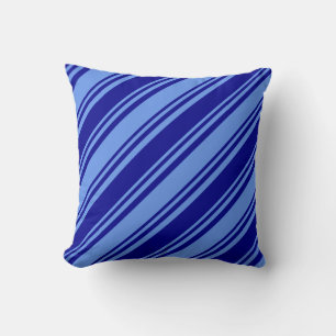 Cornflower Blue and Dark Blue Colored Lines Pillow