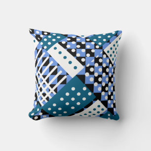 Cornflower blue and dark blue throw pillow