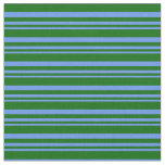 [ Thumbnail: Cornflower Blue and Dark Green Lines Fabric ]